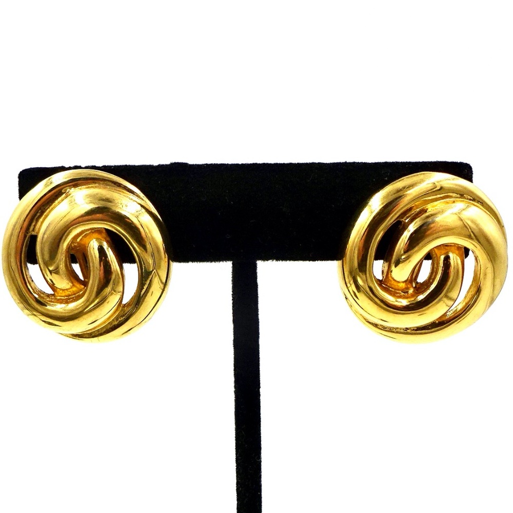 VINTAGE MONET GOLD OMEGA BACK EARRINGS